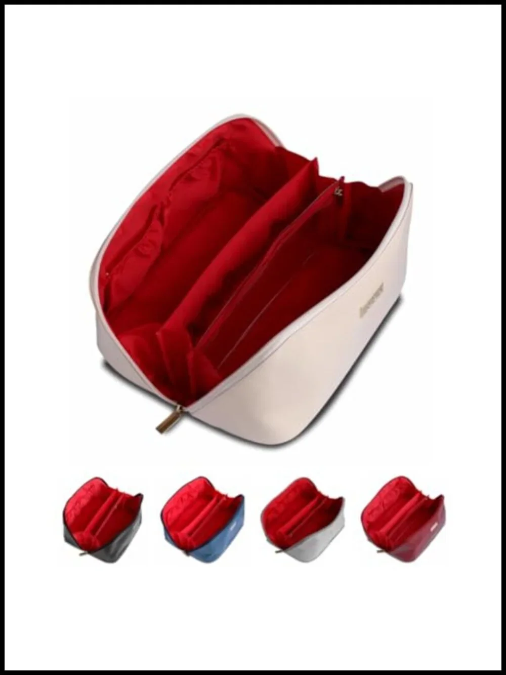 Large Faux Leather Travel Makeup Bag with Handle & Inner Pockets